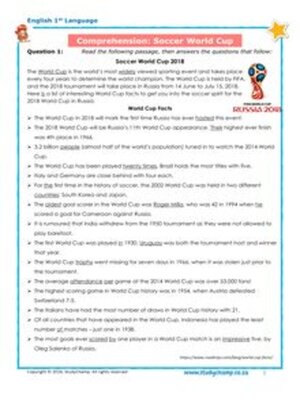 cover image of Grade 6 English: Comprehension - Soccer World Cup